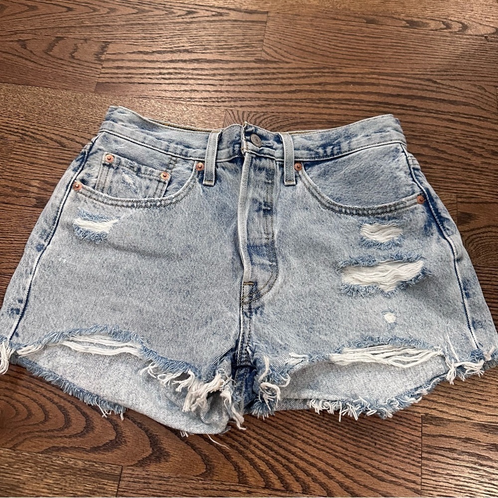 Levi's Light Blue Distressed Jean Shorts